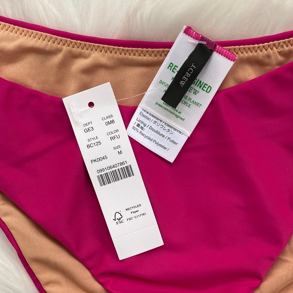 J. Crew Fuchsia curved waist cheeky high cut leg bikini bottom size medium - Picture 4 of 5